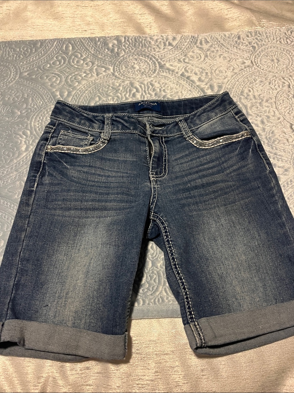 Arizona Jean Company Women's Medium Wash Cuffed Denim Bermuda Shorts